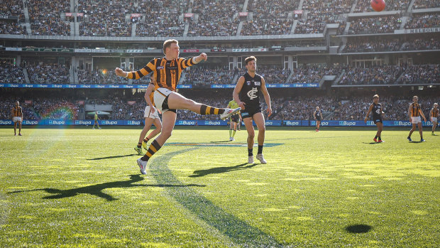 James Sicily in action as Hawthorn beat Carlton last month.