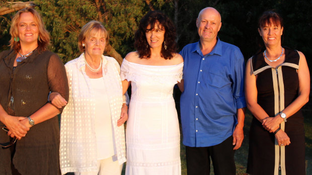 Pictured left to right: Mr Koeppen's youngest child Daniela, wife Karin, Andrei's wife Roz, son Andrei and middle child Sabina in 2014.