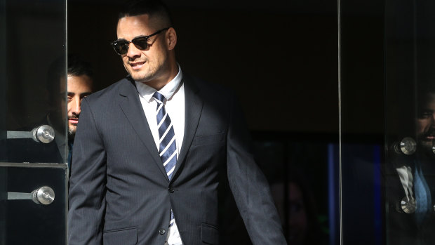 Jarryd Hayne leaves Newcastle Local Court. He is facing allegations he sexually assaulted and bit a 26-year-old woman at her home in the Hunter.
