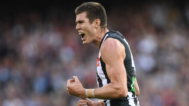 Mason Cox after booting a goal on Anzac Day.