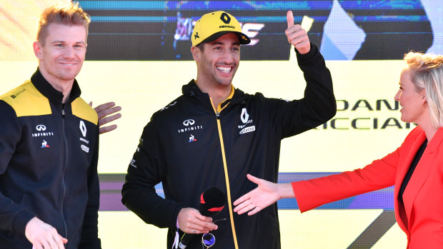 All smiles: Daniel Ricciardo meets the Melbourne fans.