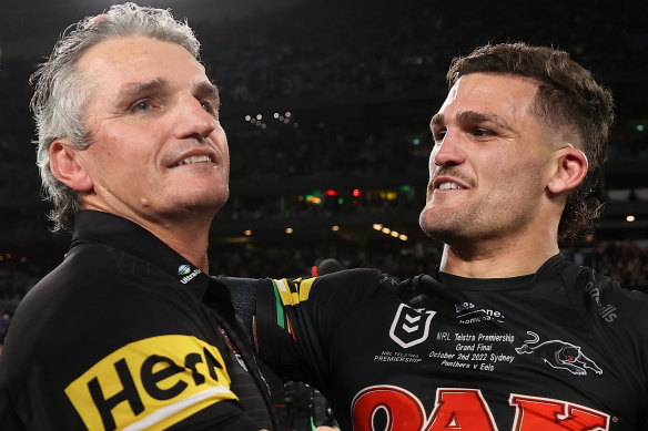 Ivan and Nathan Cleary celebrate a second straight title.