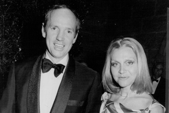 John Spender and wife Carla Zampatti on their wedding day. September 19, 1975. 