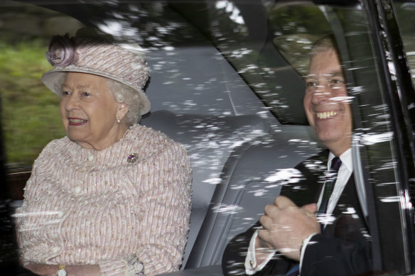 The Queen and Prince Andrew leave Crathie Kirk, after a Sunday morning church service, in Crathie, Scotland.
