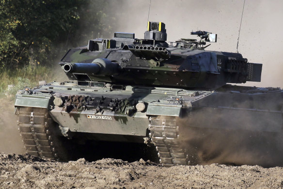 A Leopard 2 tank at a demonstration event near Hannover, Germany.