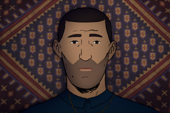 Amin, voiced by Daniel Karimyar, in a scene from Flee. 