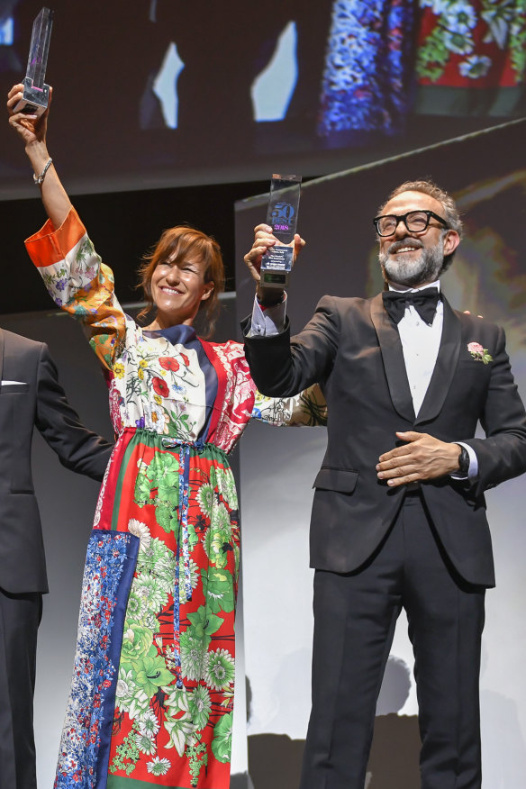 Massimo Bottura and his wife Lara Gilmore at the World’s 50 Best Restaurant Awards 2018, where they won best restaurant for Osteria Francescana.