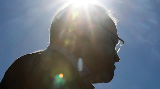 addresses the media at a doorstop interview during a visit to Robyn Rowe Chocolates to campaign in the Eden-Monaro by-election, in Murrumbateman, NSW on Sunday.