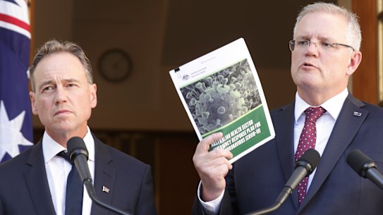 Minister for Health Greg Hunt and Prime Minister Scott Morrison