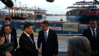 President Xi Jinping and Greek Prime Minister Kyriakos Mitsotakis visit the Chinese-run container port in the Greek city of Piraeus last November. 