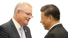 Is it time to work things out? Scott Morrison and Xi Jinping during the G20 in Osaka in 2019.