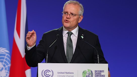 Prime Minister Scott Morrison delivers Australia’s statement to the 2021 United Nations climate summit.