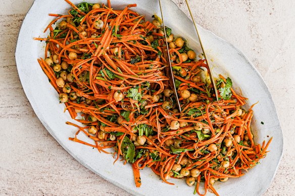This autumnal chermoula, carrot and chickpea salad is delicious alongside grilled meats.