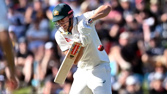 Cameron Green is hit on the body.