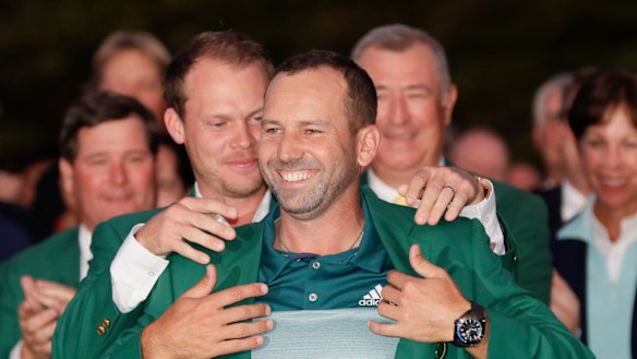 Coveted jacket: Sergio Garcia broke a long major drought at the Masters in 2017.