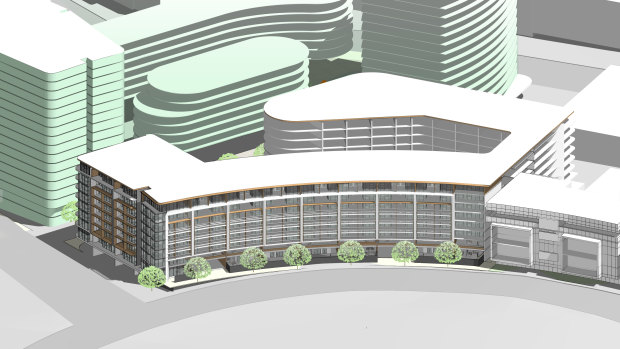 An artists impression of Barry Morris' Morris Property Group development proposed for Section 100 in the city. The view of the first stage of the development from Vernon Street with the extension of Edinburgh Avenue. 
