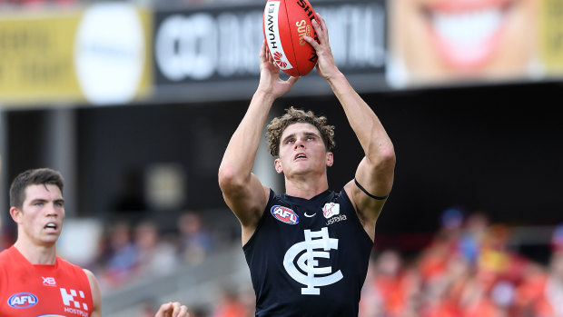 Target practice: The Blues must improve on delivering the ball to their tall forwards, including Charlie Curnow.