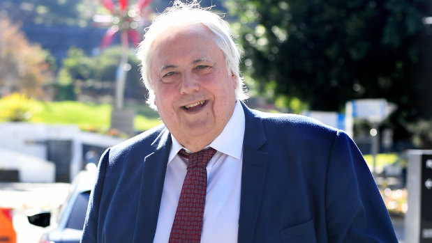 Clive Palmer arrives at court in Brisbane on Wednesday.