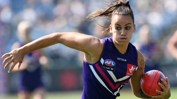 Dockers' Gemma Houghton in action during their win over Geelong on Saturday.