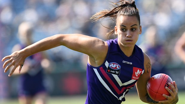 Dockers' Gemma Houghton in action during their win over Geelong on Saturday.