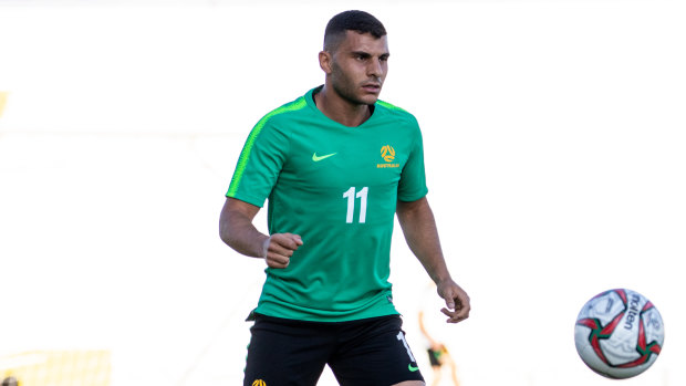 Late blow: Andrew Nabbout missed Australia's clash with Jordan due to injury.