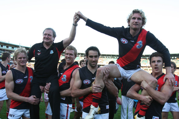 Kevin Sheedy, left, and James Hird, right, pictured in 2007.