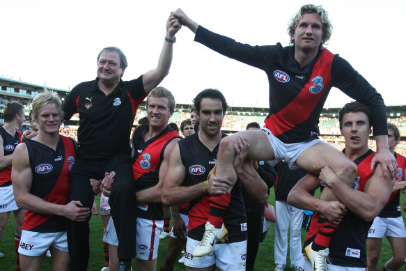 Kevin Sheedy, left, and James Hird, right, pictured in 2007.