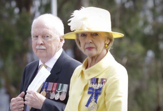 Governor-General Quentin Bryce and her husband Michael Bryce attended the Centenary of Canberra Foundation Stone ceremony in Canberra, 2013.