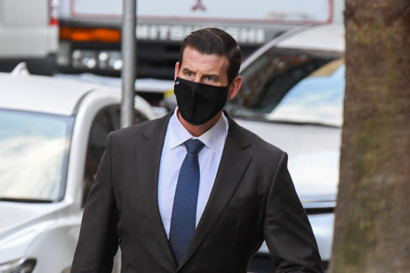 Ben Roberts-Smith outside the Federal Court in Sydney on Monday. The parties did not appear in court in person on Tuesday.