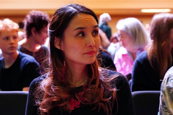 John Marsden’s friend and fellow author Alice Pung at the memorial. 