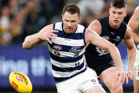 Dangerfield left the ground with a hamstring injury in the third quarter. It is his second hamstring injury this season