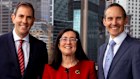 Treasurer Jim Chalmers, ACCC chair Gina Cass-Gottlieb and assistant competition minister Andrew Leigh.