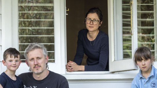 Evie, right, brought COVID home from school last month, and one after the next, her mother Megan, father Dan and brother Sam tested positive.