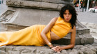 Looking glam and relaxed in all-yellow Venroy linen.