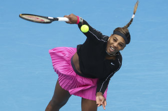 Serena Williams on court in Melbourne on Friday. She was set to face Ash Barty for just the third time in their careers on Saturday, but has withdrawn.