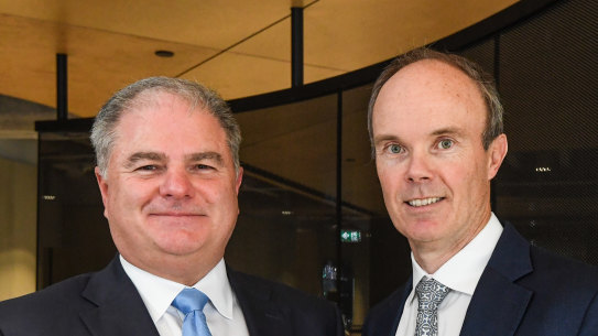 Magellan’s former CEO Brett Cairns and founder Hamish Douglass.