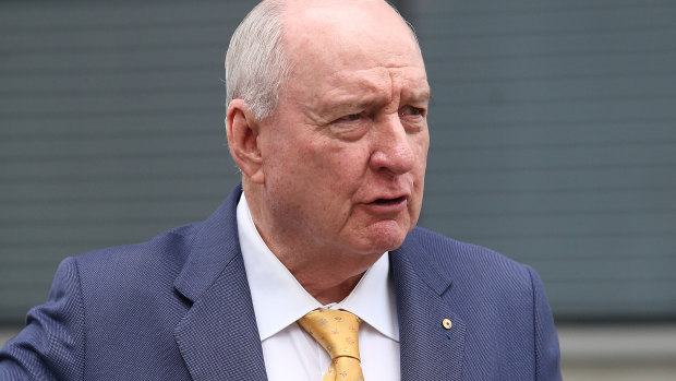 Radio host Alan Jones leaves the Supreme Court in Brisbane on Tuesday.