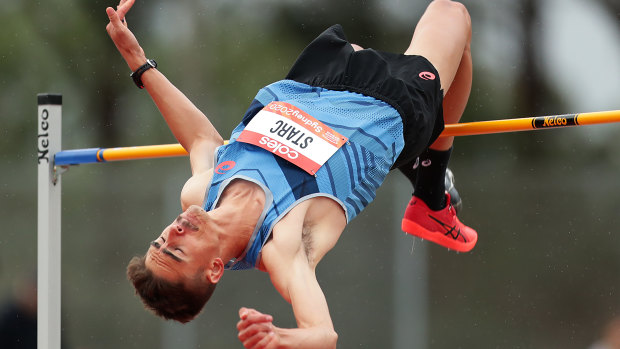 Brandon Starc in action at the Sydney Track Classic on Saturday. 