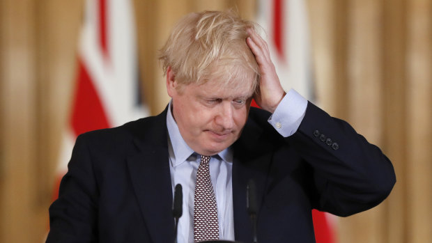 Prime Minister Boris Johnson during the coronavirus press conference in Downing Street.