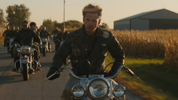 Smoking hot: Austin Butler stars as Benny in The Bikeriders, which follows 1960s motorcycle club the Vandals.