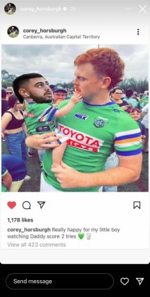 The doctored photo of Royce Hunt posted on Instagram by Corey Horsburgh.