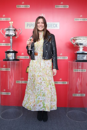 Game, set, pop: Lily Sullivan soaks up the hospitality in the Piper Heidsieck marquee.