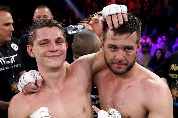 Nikta Tszyu and Ben Horn embrace.