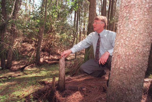 Pittwater mayor Robert Dunn in the wetlands of Warriewood, 1996.