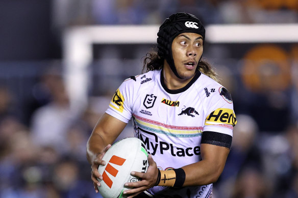 Jarome Luai was in dominant form in the Panthers’ 42-0 demolition of Cronulla on Saturday.