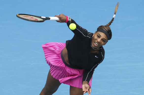 Serena Williams at Melbourne Park on Monday. 