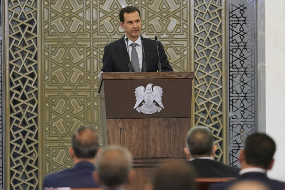 Syrian President Bashar al-Assad addresses Parliament in Damascus last week.