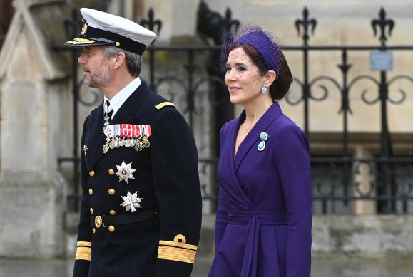 Crown Prince Frederik of Denmark and Crown Princess Mary arrive at the coronation.