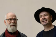 John Kaldor and Jonathan Wilson in front of the wall that will soon feature a 300sq m version of one of LeWitt’s work.