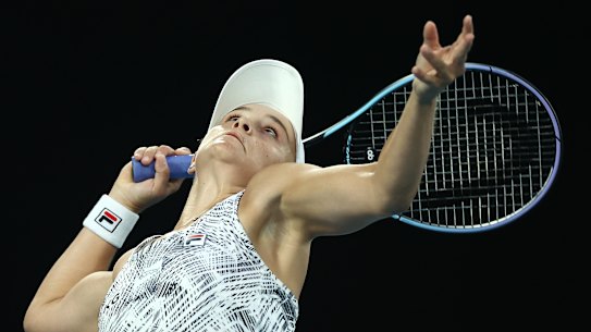 Ash Barty’s serve is key to her control.